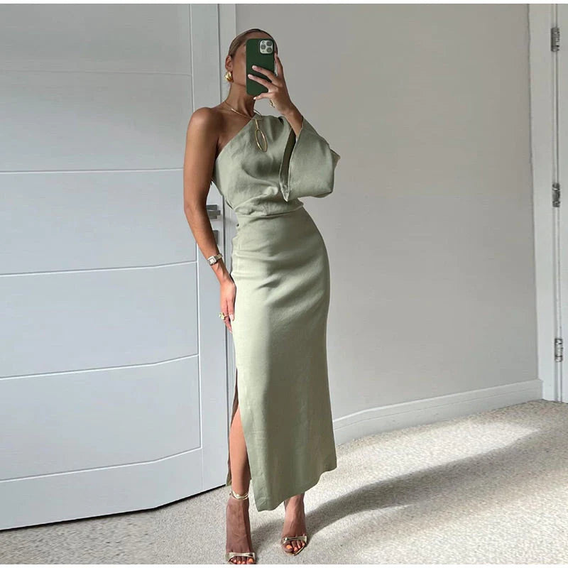 Dames asymmetrische zonnejurk met plooien